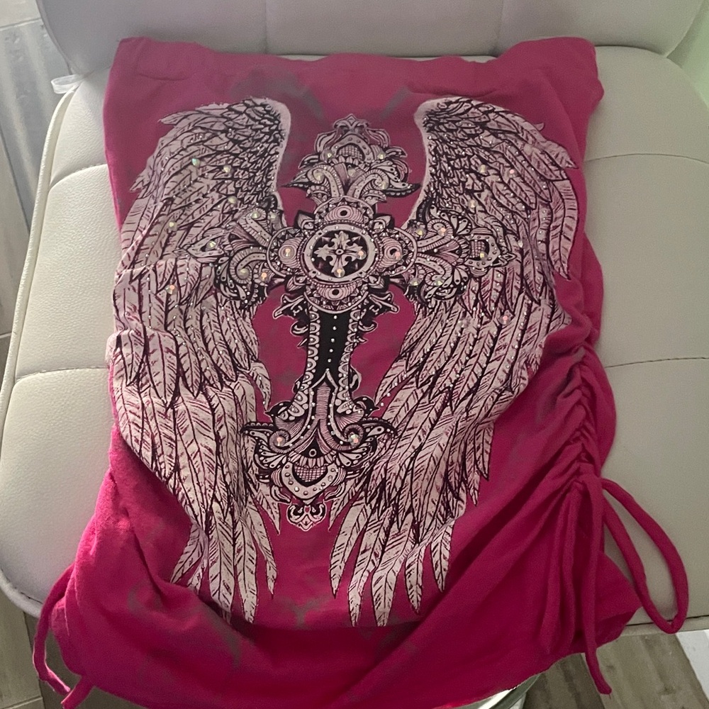 M&M'S Vibrant Pink Tank with Wing and Cross Design